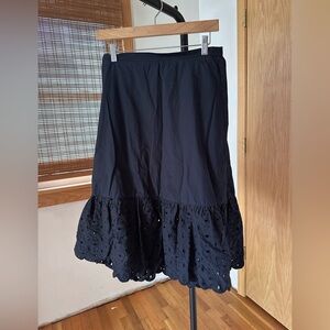 The Get by Walmart Black Midi Eyelet Detail Small Midi Skirt 100% Cotton B10